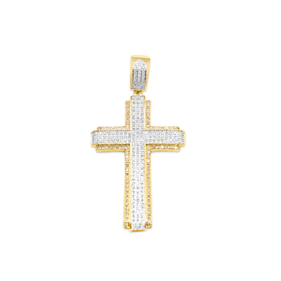 10K Gold Cross Pendant with 1.10CT Diamonds with Matching Gold Cross Studs with 0.33CT Diamonds