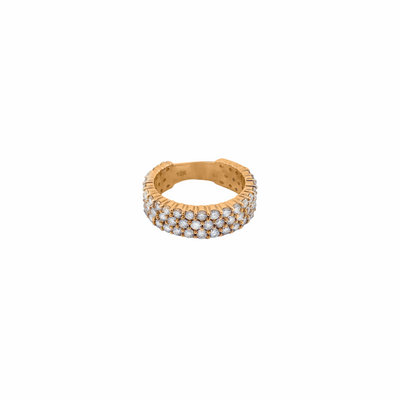 10K Gold Diamond 3 Row Men's Ring