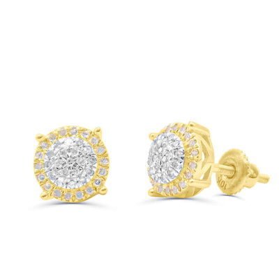 Round Shape Diamond Cluster Stud Earring (0.25CT) in 10K Gold (Yellow or White)