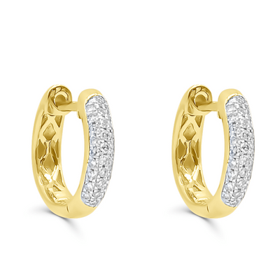Pave Set Huggie Diamond Hoop Earring (0.27CT) in 10K Gold (Yellow or White)