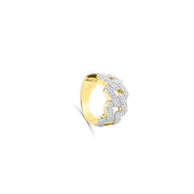 Half Eternity Cuban Round Cut Diamond Cluster Men's Band Ring (1.00CT) in 10K Gold - Size 7 to 12