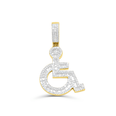 Whhelchair Baguette Diamond Pendant (1.00CT) in 10K Gold