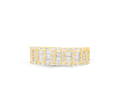 Half Eternity Baguette Diamond Cluster Men's Band Ring (1.18CT) in 10K Gold - Size 7 to 12