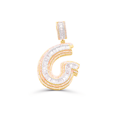 Letter G Beguette Diamond Pendant (1.35CT) in 10K Gold