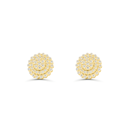 Round Shape Diamond Cluster Stud Earring (1.00CT) in 10K Gold (Yellow or White)