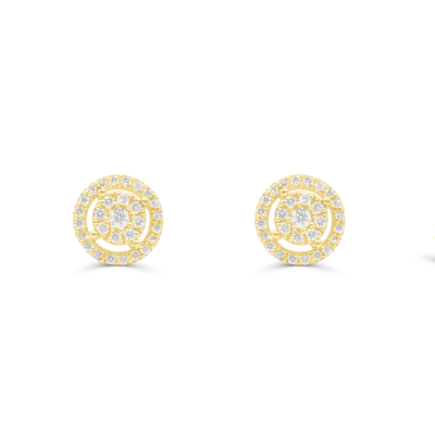 Round Shape Diamond Cluster Stud Earring (1.00CT) in 10K Gold (Yellow or White)