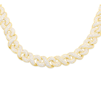 Iced Out Diamond Infinity Link Chain (33.52CT) in 10K Gold - 13.5mm (24 Inches)