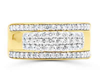 Channel Set Round Cut Diamond Men's Band Ring (0.90CT) in 10K Gold - Size 7 to 12