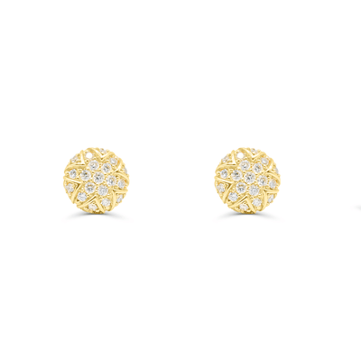 Round Shape Bended Diamond Cluster Stud Earring (1.25CT) in 10K Gold (Yellow or White)