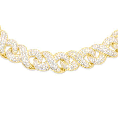 Iced Out Diamond Infinity Link Chain (33.52CT) in 10K Gold - 13.5mm (24 Inches)