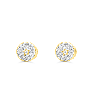 Round Shape Diamond Cluster Stud Earring (0.10CT) in 10K Gold (Yellow or White)