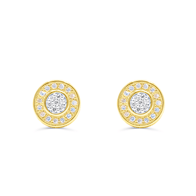 Round Shape Stylish Diamond Cluster Stud Earring (0.25CT) in 10K Gold (Yellow or White)