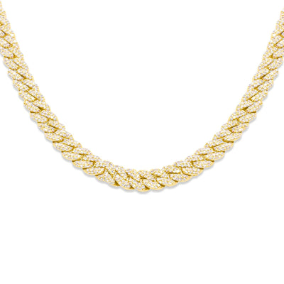 Iced Out Diamond Miami Cuban Link Necklace (11CT) in 10K Gold - 6mm (20 Inches)