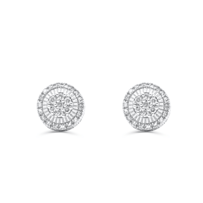 Round Shape Illusion Diamond Cluster Stud Earring (0.25CT) in 10K Gold (Yellow or White)