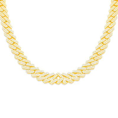 Diamond Miami Cuban Link Chain (14.50CT) in 10K Gold - 9.5mm (20 inches)