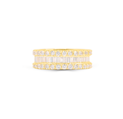 Half Eternity Baguette Diamond Cluster Men's Band Ring (2.30CT) in 10K Gold - Size 7 to 12