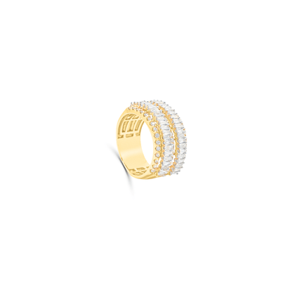 Half Eternity Baguette Diamond Cluster Men's Band Ring (2.50CT) in 10K Gold - Size 7 to 12