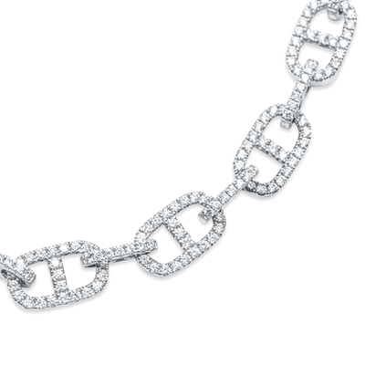 Prong Diamond Anchor Link Necklace (9CT) in 10K White Gold - (20 Inches)