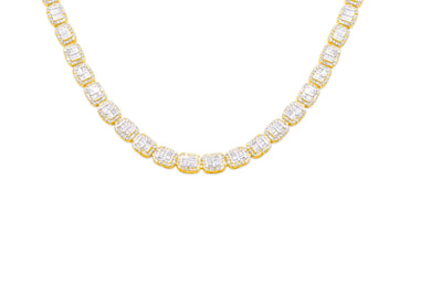 Rectangular Shape Diamond Baguette Necklace (11.50CT) in 10K Gold - 5.5mm (20 inches)
