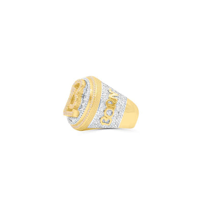 BL Letter Baguette Diamond Cluster Men's Pinky Ring (2.60CT) in 10K Gold - Size 7 to 12