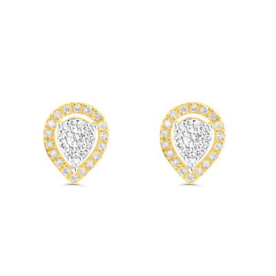 Pear Shape Diamond Cluster Stud Earring (0.25CT) in 10K Gold (Yellow or White)