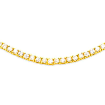 Diamond Tennis Chain (12.50CT) in 10K Yellow Gold - 5mm (22 inches)