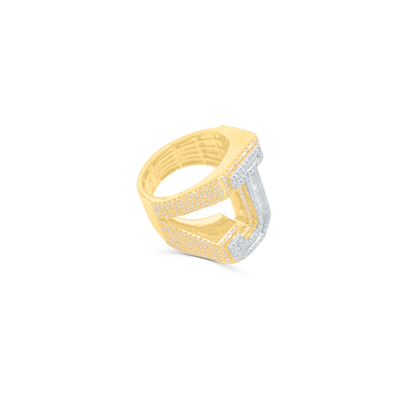 J Letter Baguette Diamond Cluster Men's Ring (3.00CT) in 10K Gold - Size 7 to 12