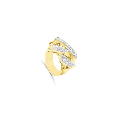 Half Eternity Cuban Diamond Men's Band Ring (3.00CT) in 10K Gold - Size 7 to 12