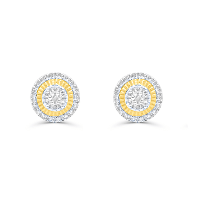 Round Shape Stylish Diamond Cluster Stud Earring (0.25CT) in 10K Gold (Yellow or White)