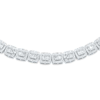 Baguette Diamond Link Necklace (9.25CT) in 10K Gold - 6mm (20 Inches)