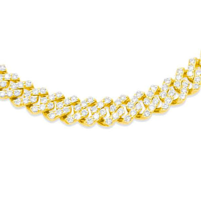 Prong Diamond Miami Cuban Link Chain (18.20CT) in 10K Yellow Gold - 8.5mm (22 inches)