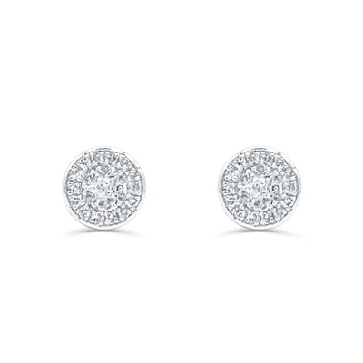 Round Shape Diamond Cluster Stud Earring (0.15CT) in 10K Gold (Yellow or White)