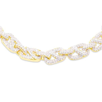 Iced Out Stylish Anchor Link Diamond Chain (11.50CT) in 10K Gold - 6mm (22 Inches)