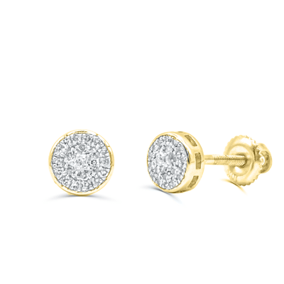 Round Shape Diamond Cluster Stud Earring (0.15CT) in 10K Gold (Yellow or White)