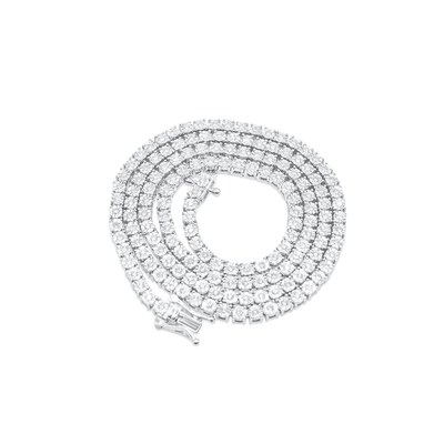 Tennis Cut Diamond Chain (5.50CT) in 10K White Gold - 3.5mm (20 Inches)