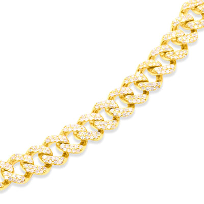 Prong Diamond Monaco Cuban Link Chain (7.20CT) in 10K Gold - 6mm (18 Inches)