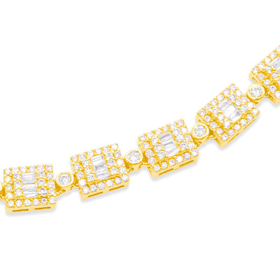 Baguette Diamond Link Chain (12.50CT) in 10K Gold - 7mm (22 Inches)