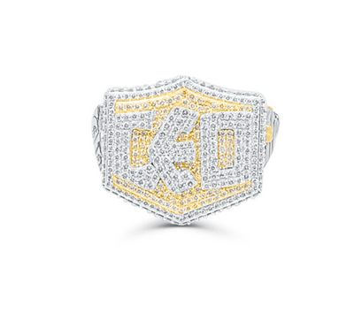CEO Letter Round Cut Diamond Cluster Men's Pinky Ring (9.50CT) in 10K Gold - Size 7 to 12