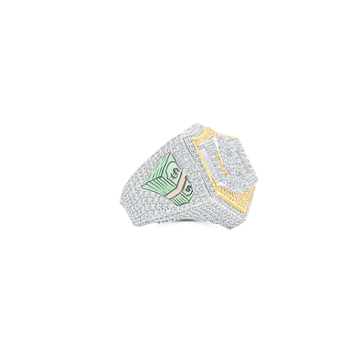 CEO Letter Round Cut Diamond Cluster Men's Pinky Ring (9.50CT) in 10K Gold - Size 7 to 12