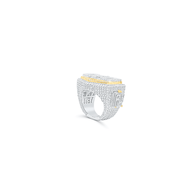 CEO Letter Round Cut Diamond Cluster Men's Pinky Ring (9.50CT) in 10K Gold - Size 7 to 12