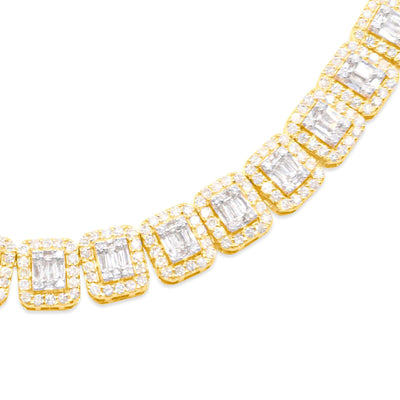 Baguette Diamond Link Necklace (27.50CT) in 10K Gold - 9mm (22 Inches)