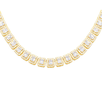 Baguette Diamond Link Necklace (27.50CT) in 10K Gold - 9mm (22 Inches)