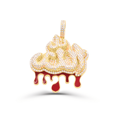 Drip with Blood Allah Diamond Pendant (8.00CT) in 10K Gold