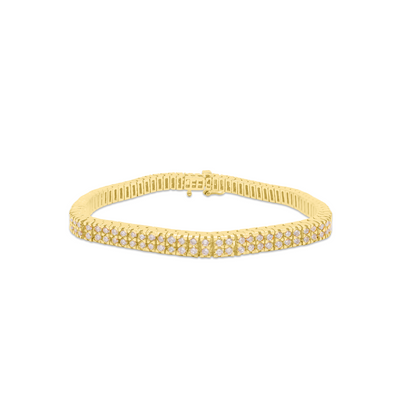 2 Row Diamond Tennis Bracelet (5.00CT) in 14K Yellow Gold - 5mm