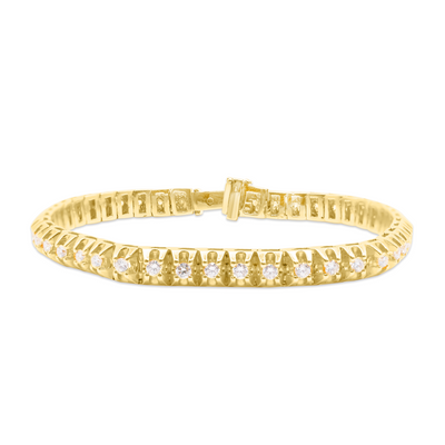Tennis Diamond Bracelet (4CT) in 14K Yellow Gold - 6.5mm