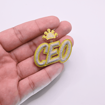 CEO Enameled Diamond Pendant For Men (1.50CT) in 10K Yellow Gold