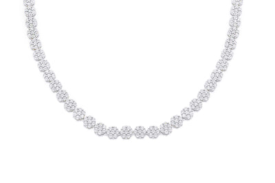 Flower Cut Diamond Tennis Necklace (3.05CT) in 925 Sterling Silver Gold - 3.5mm (22 inches)