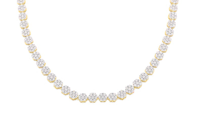 Flower Cut Diamond Tennis Necklace (2.25CT ) in 10K Yellow Gold - 3.5mm (20 inches)