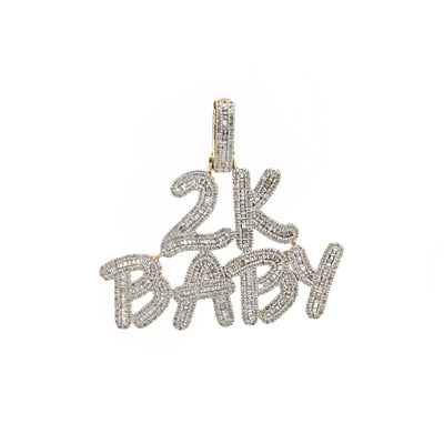 2K Baby Hip Hop Baguette Diamond Pendant For Men (2.00CT) in 10K Yellow Gold