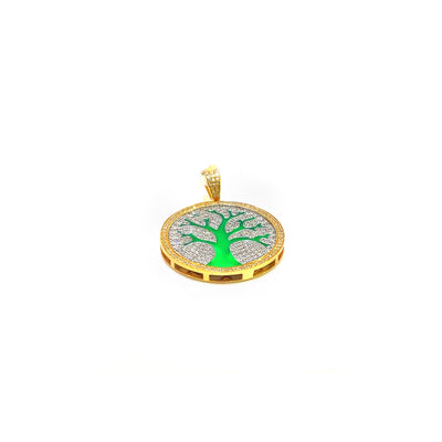 Enameled Tree of Life Diamond Pendant For Men (1.0CT) in 10K Yellow Gold